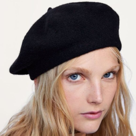 Zara 0 Wool Black Beret Hat 